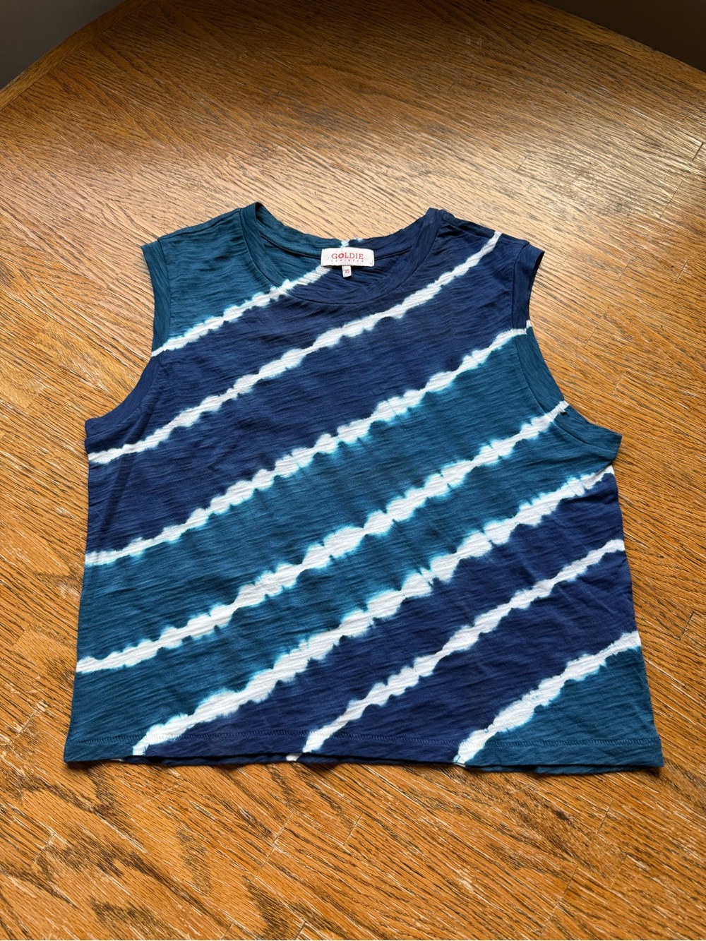 Goldie Tank Top Diagonal Tie Tie Blue/White XS